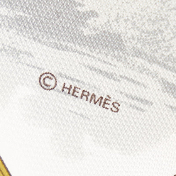 エルメス カレ90 CHARREADA ホワイト レッド シルク スカーフ レディース HERMES 【中古】