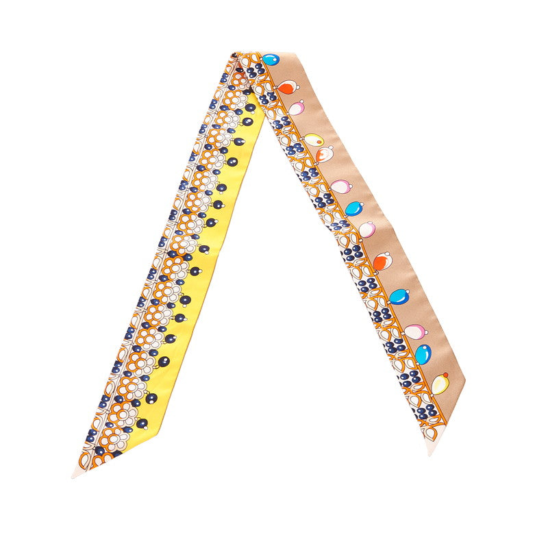 エルメス ツイリー ブラウン シルク スカーフ レディース HERMES 【中古】