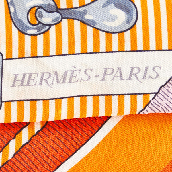 エルメス ツイリー オレンジ シルク スカーフ レディース HERMES 【中古】