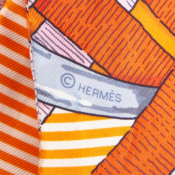エルメス ツイリー オレンジ シルク スカーフ レディース HERMES 【中古】