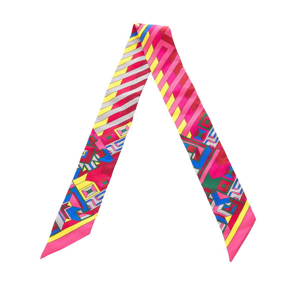 エルメス ツイリー ピンク ワインレッド シルク スカーフ レディース HERMES 【中古】