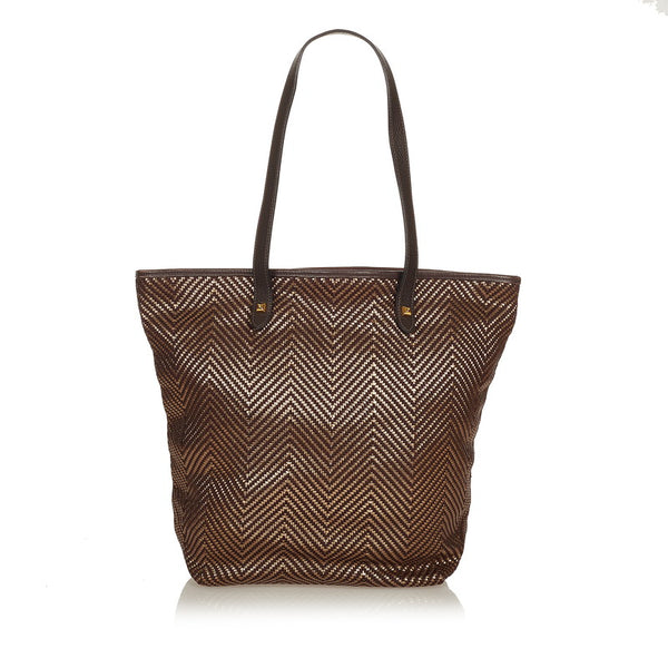 エルメス チェンナイ ブラウン キャンバス レザー トートバッグ レディース HERMES 【中古】