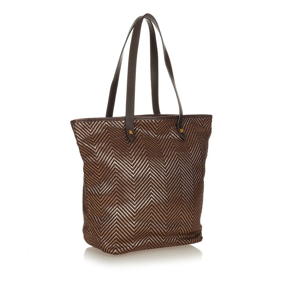 エルメス チェンナイ ブラウン キャンバス レザー トートバッグ レディース HERMES 【中古】