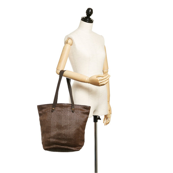 エルメス チェンナイ ブラウン キャンバス レザー トートバッグ レディース HERMES 【中古】