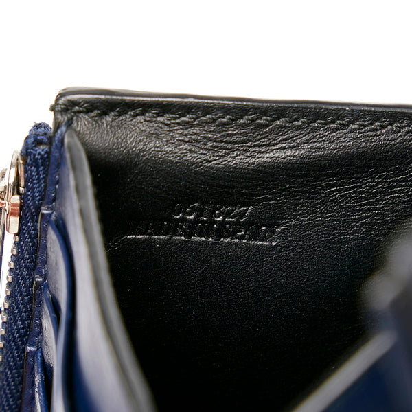 ロエベ リピートアナグラム ネイビー レザー 三つ折り財布 レディース LOEWE 【中古】