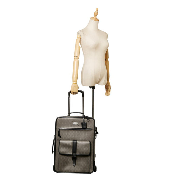 ロエベ リピートアナグラム グレー PVC レザー キャリーバッグ レディース LOEWE 【中古】