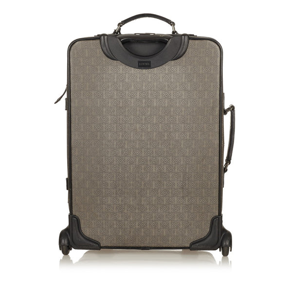 ロエベ リピートアナグラム グレー PVC レザー キャリーバッグ レディース LOEWE 【中古】