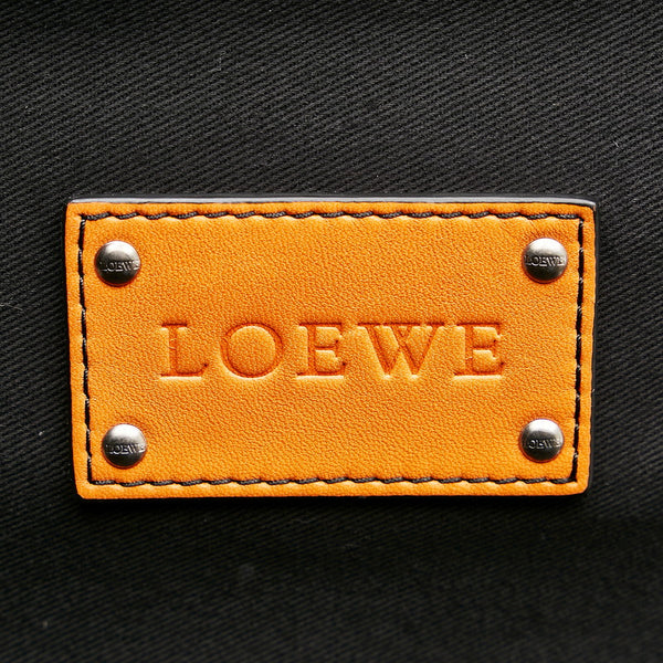 ロエベ リピートアナグラム グレー PVC レザー キャリーバッグ レディース LOEWE 【中古】
