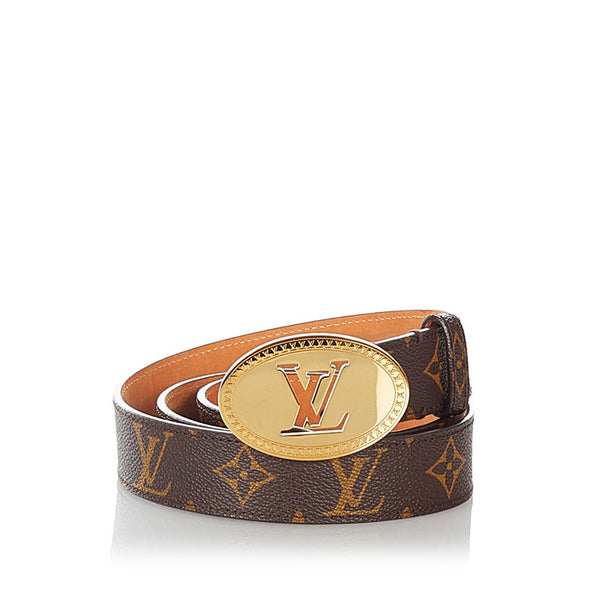 ルイ ヴィトン モノグラム サンチュール  M9842 ブラウン PVC レザー ベルト レディース LOUIS VUITTON 【中古】