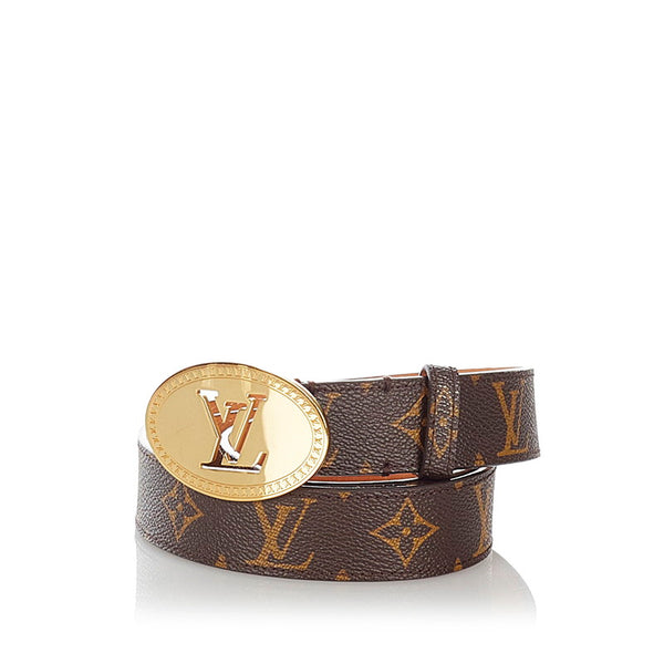 ルイ ヴィトン モノグラム サンチュール  M9842 ブラウン PVC レザー ベルト レディース LOUIS VUITTON 【中古】