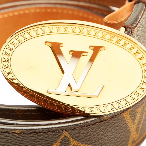 ルイ ヴィトン モノグラム サンチュール  M9842 ブラウン PVC レザー ベルト レディース LOUIS VUITTON 【中古】