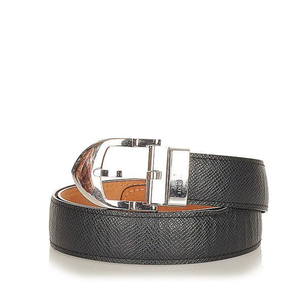 ルイ ヴィトン タイガ サンチュール ブラック レザー ベルト レディース LOUIS VUITTON 【中古】