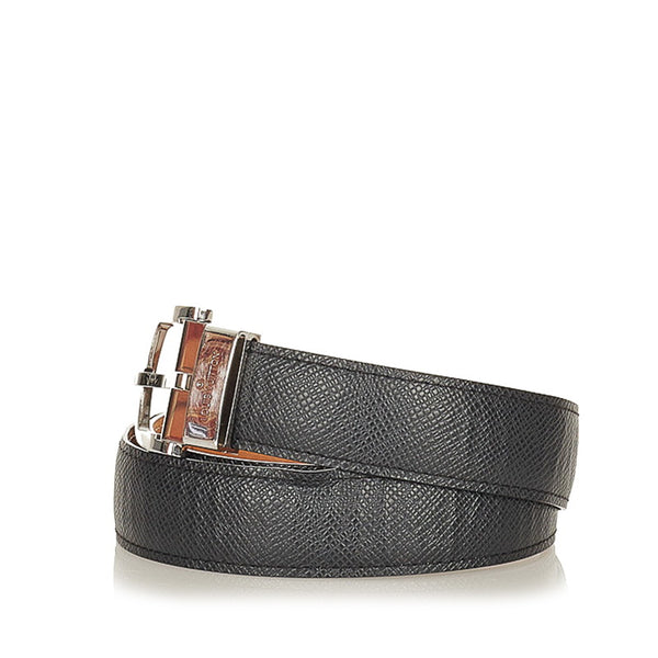 ルイ ヴィトン タイガ サンチュール ブラック レザー ベルト レディース LOUIS VUITTON 【中古】