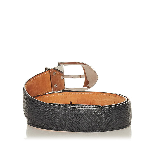 ルイ ヴィトン タイガ サンチュール ブラック レザー ベルト レディース LOUIS VUITTON 【中古】