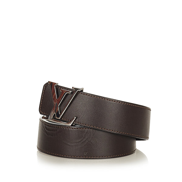 ルイ ヴィトン サンチュール イニシャル M9887 ブラウン ブラック レザー ベルト メンズ LOUIS VUITTON 【中古】