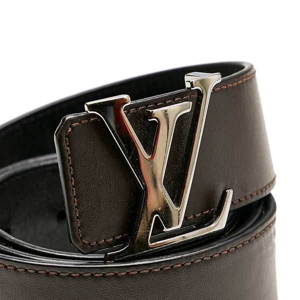 ルイ ヴィトン サンチュール イニシャル M9887 ブラウン ブラック レザー ベルト メンズ LOUIS VUITTON 【中古】