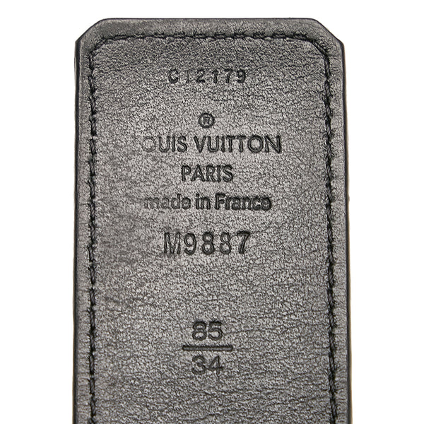 ルイ ヴィトン サンチュール イニシャル M9887 ブラウン ブラック レザー ベルト メンズ LOUIS VUITTON 【中古】