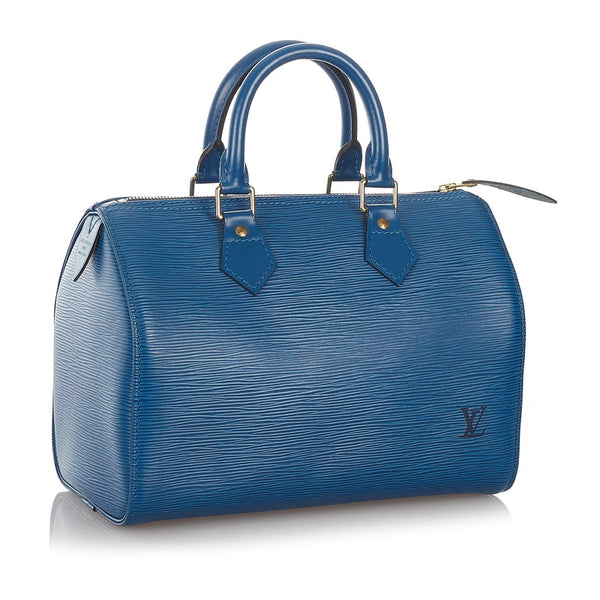 ルイ ヴィトン エピ スピーディ25 M43015 ブルー レザー ハンドバッグ レディース LOUIS VUITTON 【中古】