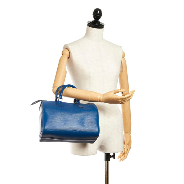 ルイ ヴィトン エピ スピーディ25 M43015 ブルー レザー ハンドバッグ レディース LOUIS VUITTON 【中古】