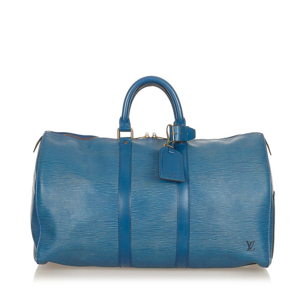 ルイ ヴィトン エピ キーポル45 M42975 ブルー レザー ボストンバッグ メンズ LOUIS VUITTON 【中古】