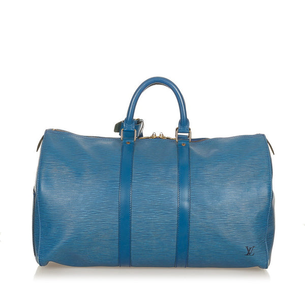 ルイ ヴィトン エピ キーポル45 M42975 ブルー レザー ボストンバッグ メンズ LOUIS VUITTON 【中古】