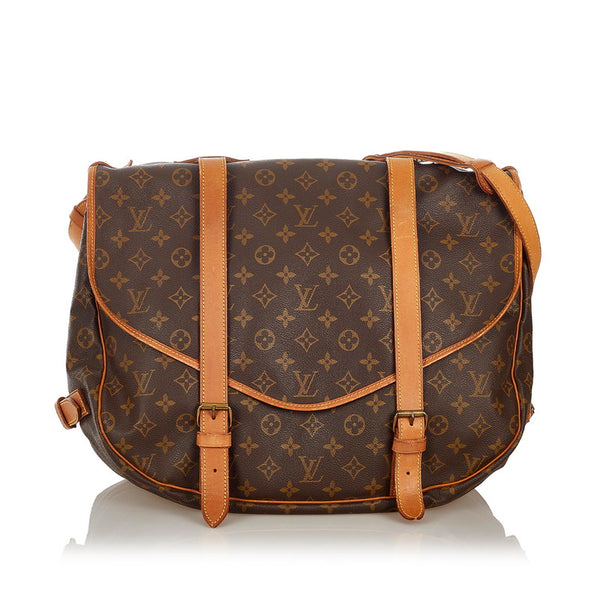 ルイ ヴィトン モノグラム  ソミュール43 斜め掛け ショルダーバッグ M42252 ブラウン PVC レザー レディース LOUIS VUITTON 【中古】