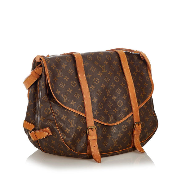 ルイ ヴィトン モノグラム  ソミュール43 斜め掛け ショルダーバッグ M42252 ブラウン PVC レザー レディース LOUIS VUITTON 【中古】
