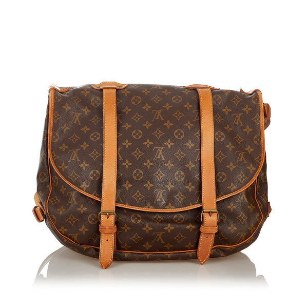 ルイ ヴィトン モノグラム  ソミュール43 斜め掛け ショルダーバッグ M42252 ブラウン PVC レザー レディース LOUIS VUITTON 【中古】