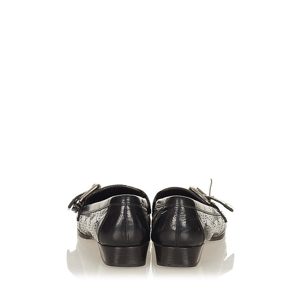 ルイ ヴィトン パンチング ローファー ブラック レザー レディース LOUIS VUITTON 【中古】