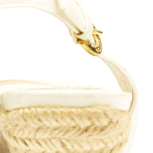 ルイ ヴィトン モノグラム オフホワイト キャンバス エナメル サンダル レディース LOUIS VUITTON 【中古】