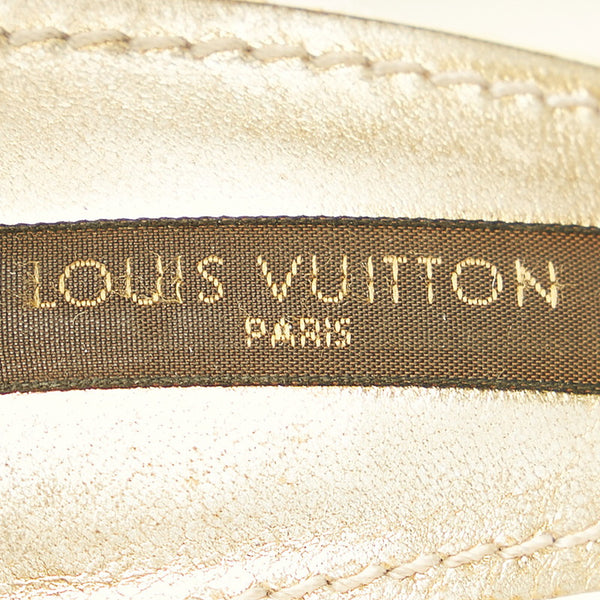 ルイ ヴィトン モノグラム オフホワイト キャンバス エナメル サンダル レディース LOUIS VUITTON 【中古】