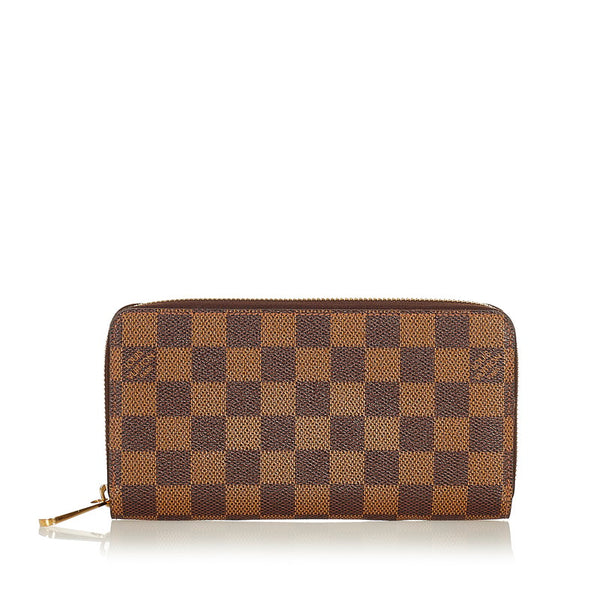 ルイ ヴィトン ダミエ ジッピーウォレット N41661 ブラウン PVC 長財布 レディース LOUIS VUITTON 【中古】