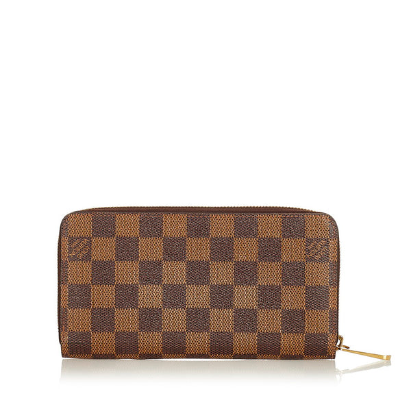 ルイ ヴィトン ダミエ ジッピーウォレット N41661 ブラウン PVC 長財布 レディース LOUIS VUITTON 【中古】
