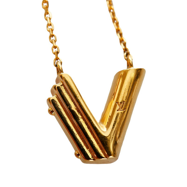 ルイ ヴィトン M61077 ゴールド メッキ エセンシャルV ネックレス レディース LOUIS VUITTON 【中古】