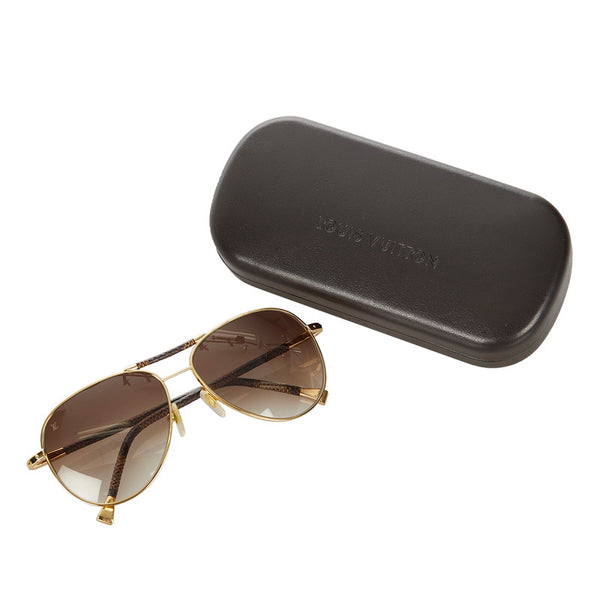 ルイ ヴィトン ダミエ Z0202U ブラウン ゴールド メッキ PVC サングラス メンズ LOUIS VUITTON 【中古】