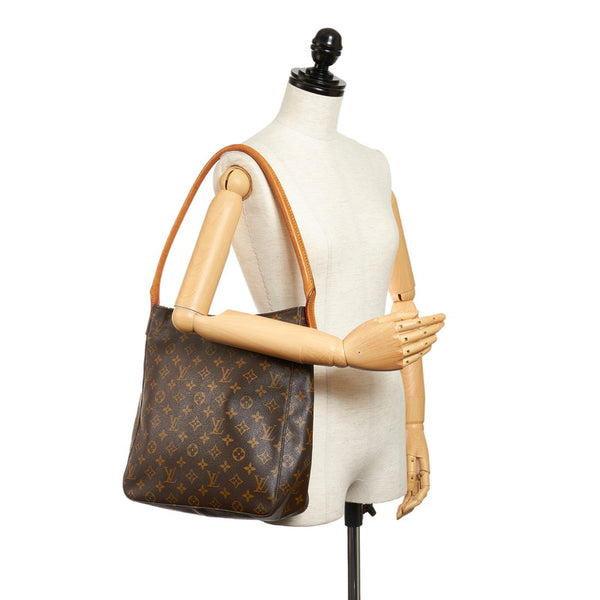 ルイ ヴィトン モノグラム  ルーピングGM M51145 ブラウン PVC レザー ワンショルダー レディース LOUIS VUITTON 【中古】