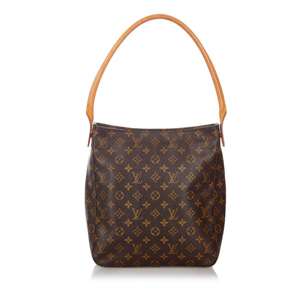 ルイ ヴィトン モノグラム  ルーピングGM M51145 ブラウン PVC レザー ワンショルダー レディース LOUIS VUITTON 【中古】