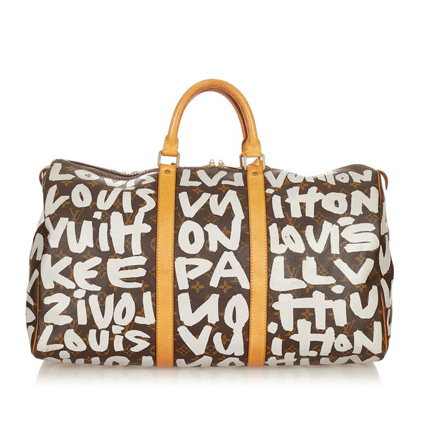 ルイ ヴィトン モノグラム グラフィティ キーポル50 M92197 ブラウン PVC レザー ボストンバッグ レディース LOUIS VUITTON 【中古】