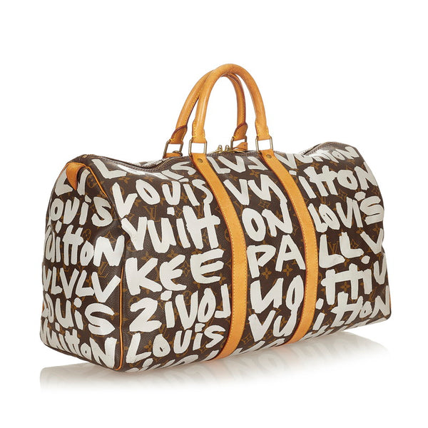 ルイ ヴィトン モノグラム グラフィティ キーポル50 M92197 ブラウン PVC レザー ボストンバッグ レディース LOUIS VUITTON 【中古】