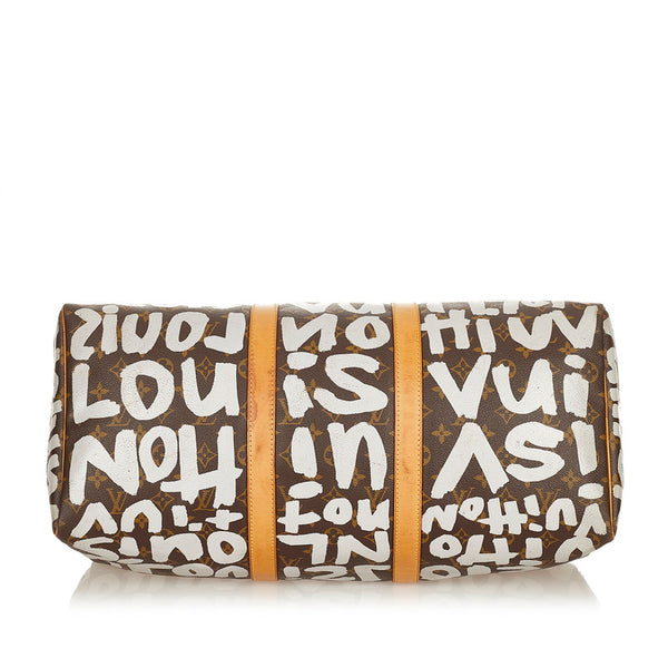 ルイ ヴィトン モノグラム グラフィティ キーポル50 M92197 ブラウン PVC レザー ボストンバッグ レディース LOUIS VUITTON 【中古】