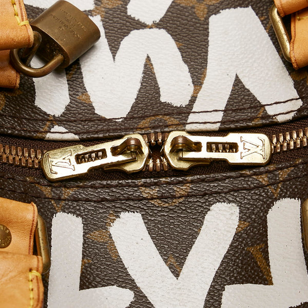 ルイ ヴィトン モノグラム グラフィティ キーポル50 M92197 ブラウン PVC レザー ボストンバッグ レディース LOUIS VUITTON 【中古】