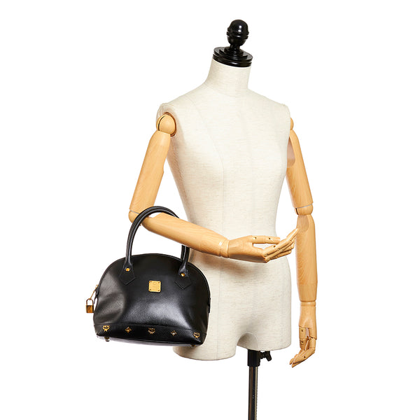 エム シー エム ゴールド金具 ハンドバッグ ブラック レザー レディース MCM 【中古】