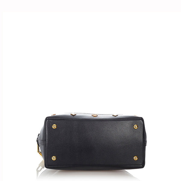 エム シー エム ゴールド金具 ハンドバッグ ブラック レザー レディース MCM 【中古】