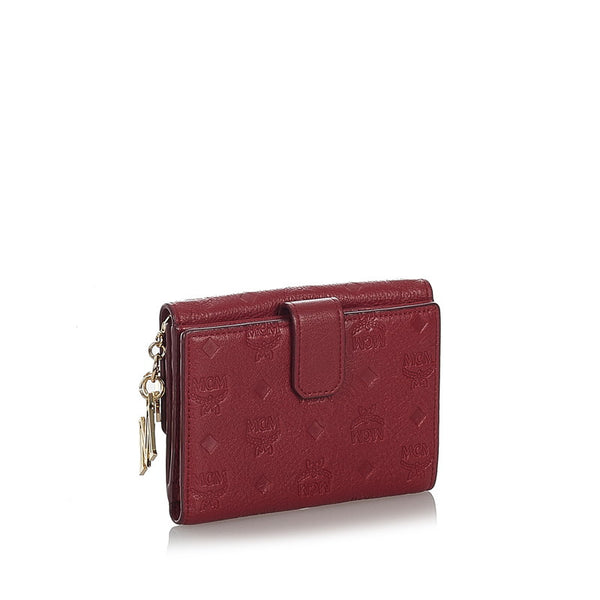 エム シー エム 長財布 レッド レザー レディース MCM 【中古】