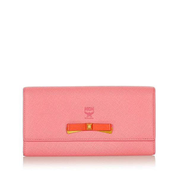 エム シー エム 長財布 ピンク レザー レディース MCM 【中古】