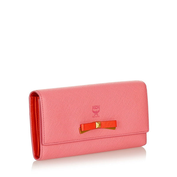 エム シー エム 長財布 ピンク レザー レディース MCM 【中古】