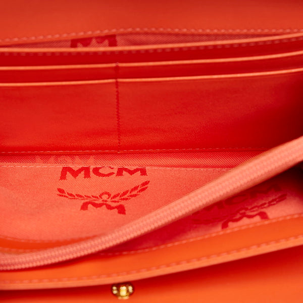 エム シー エム 長財布 ピンク レザー レディース MCM 【中古】