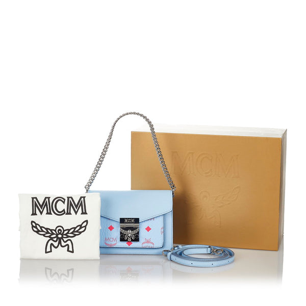エム シー エム 水色 レザー チェーン ハンドバッグ ショルダーバッグ 2WAY レディース MCM 【中古】