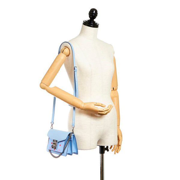 エム シー エム 水色 レザー チェーン ハンドバッグ ショルダーバッグ 2WAY レディース MCM 【中古】