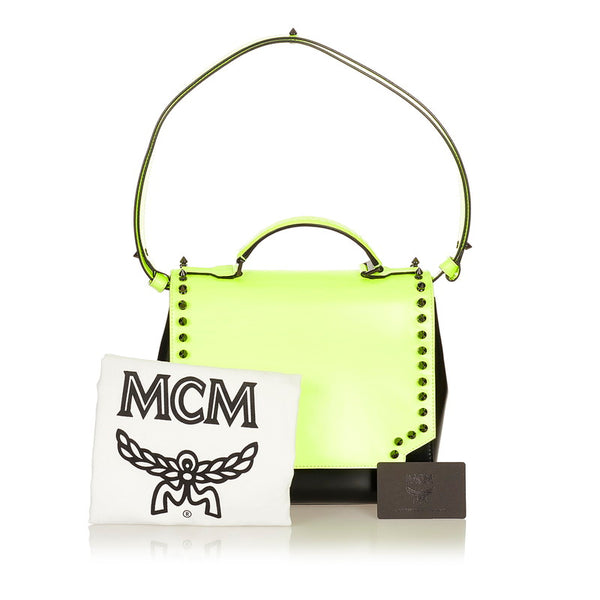 エム シー エム ハンドバッグ ショルダーバッグ 2WAY イエロー ブラック レザー レディース MCM 【中古】